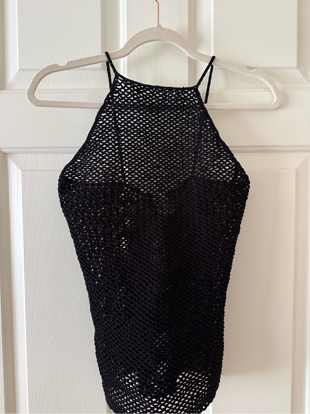 Tropic of C Black Crochet Halter Beach Cover-Up Top